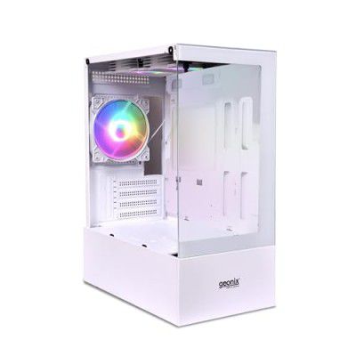 Geonix X30 ATX Gaming Cabinet/Computer Case with 3 RGB Fans, USB 2.0 Slot, 2 HDD Slots, USB 3.0 Slot, 7 Expansion PCI Sockets, Top Mounted Mic and Audio Port (White)