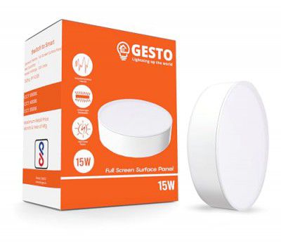 Gesto 15W LED Surface Panel Light - Waterproof & Flicker Free Surface Mounted Ceiling Lights |  (No False Ceiling Required)- Pack of 1