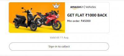 Get Flat ₹1000 Back Min order: ₹45000 On Vehicles