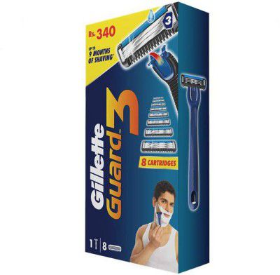 Gillette Guard 3 Single Razor with 8 Blades  (Pack of 9)