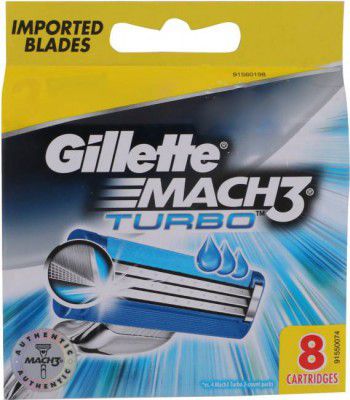 Gillette Mach3 Turbo 3-Bladed Cartridges with Comfort Edge (Pack of 8)