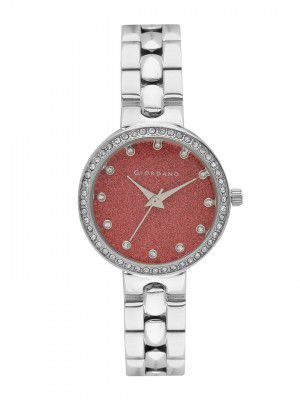 Giordano Shimmer Collection Analog Watch for Women with Diamond Studded Case, Shimmer Dial and Stylish Metal Strap Ladies Wrist Watch to Complement Your Party Look, Gift for Women A2068