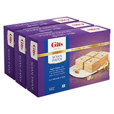 Gits Soan Papdi, 1500g (Pack of 3, 500g Each), White