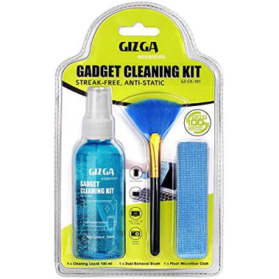 Gizga Essentials Professional Cleaning Kit for Mobile, Laptops, Cameras and Sensitive Electronics (Includes: Plush Micro-Fiber Cloth, 45ML Antibacterial Cleaning Solution)