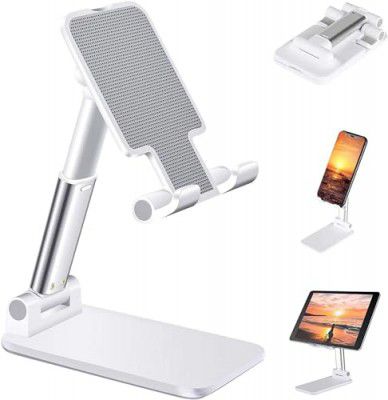 Gladiadora® Mobile Stand Multi Angle Adjustable and Foldable Mobile Phone Tabletop Stand, Anti Slip and Scratch Resistant, Compatible for Samsung Galaxy, Vivo, iPhone and All Mobile Phones (White)