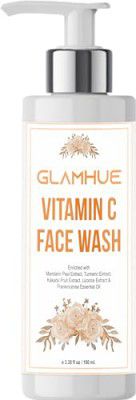 GLAMHUE Vitamin C Face Wash with Turmeric, Mandarin peel extract, Frankincense essential oil | Natural Face Wash |chemical free face wash| 100 ML Pack |