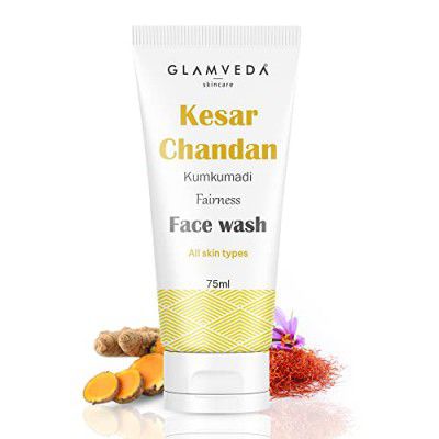 Glamveda Kesar Chandan Kumkumadi Skin Brightening Face wash | Improves Dull skin| 75ml