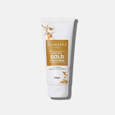 Glamveda Pure Glow Gold Peel Off Mask Enriched With Orange Peel,Turmeric & Saffron Pack of 1 (White)