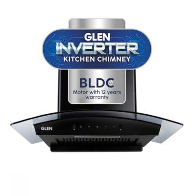 Glen 90 cm 1200 m3/hr Filterless Autoclean Kitchen Chimney with Brushless DC Motor & Inverter Technology (6071 BLDC BLCK 90)