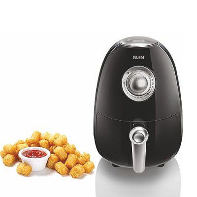 Glen Electric Air Fryer 2 Litres, 800W, Preset Temperature Ccontrol -Black & Silver (3045), 2 Years Warranty