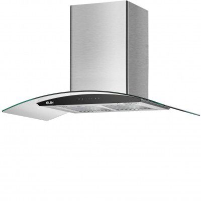 GLEN 90 cm 1200m3/hr Auto-Clean curved glass Kitchen Chimney