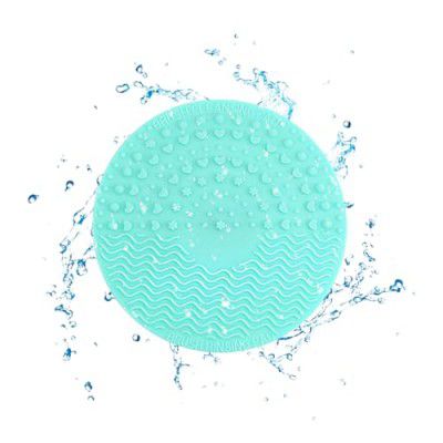 Gleva Portable Washing Tool Cosmetic Brush Cleaner Hand Washing Silicone Makeup Cleaning Brush Scrubber Mat with Suction Cup (Green Round)