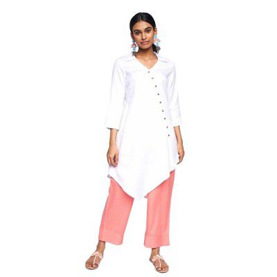 global desi Solid Viscose Collar Neck Womens Regular Tunic (SS22GM056TURL-P)