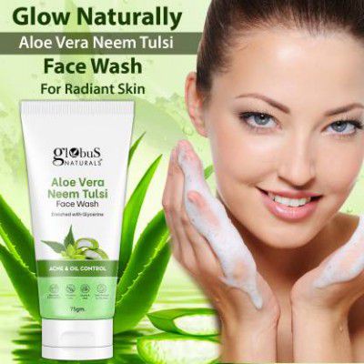 Globus Naturals Aloe Vera Neem Tulsi Enriched With Glycerin & Oil Control Formula Face Wash  (75 g)