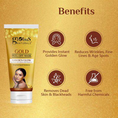 Globus Naturals Golden Glow Peel Off Mask|Removes Blackhead|Anti-Aging|Lightening,Brightening  (100 g)