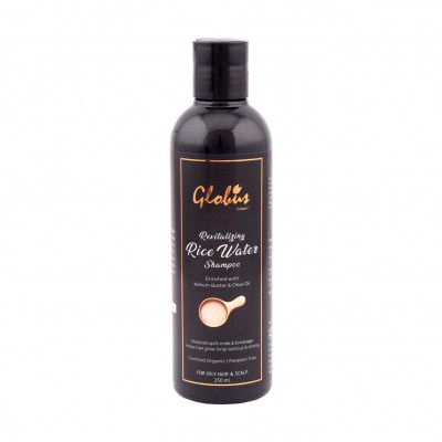 Globus Naturals Revitalizing Rice Water Shampoo 250 ml | Enriched with Kokum Butter & Olive Oil | Reduces split-ends & breakage | Helps hair grow long lustrous & strong | For Oily Hair & Scalp