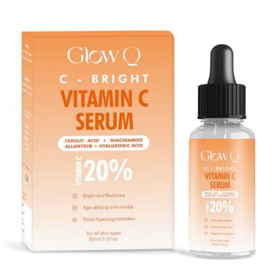 GLOW Q Vitamin C Face Serum- 20% Vitamin C Serum for Face - For All Skin- 30ml