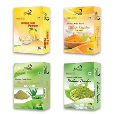 glowious Combo Pack of 4 (Lemon Peel, Ubtan, Brahmi & Aloe Vera Powder) 200gms (50gX4)