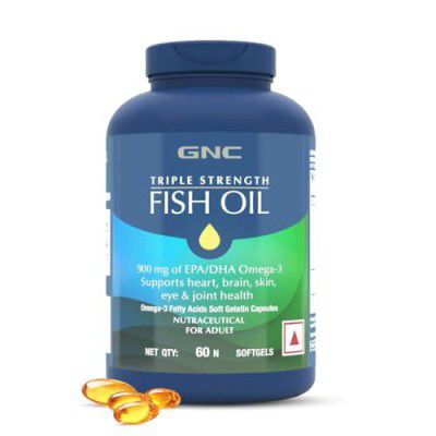 GNC 1500 MG Triple Strength Fish Oil Omega 3 Capsules for Men & Women | 60 Softgels | 900mg (540 MG EPA & 360 MG DHA)