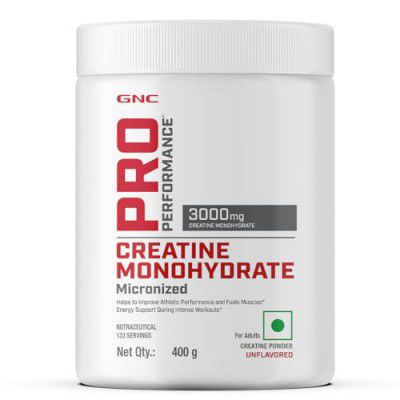 GNC Pro Performance Pure Micronized Creatine Monohydrate | 400 gm | 133 Serving | Instantized | Fuels Muscles | Increase Muscle Mass | Rapid Absorption | Lab Tested | Unflavoured | Boosts Athletic Per