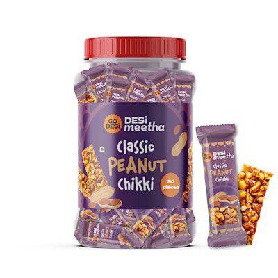 Go Desi Peanut Chikki Bar | Made with Jaggery | Gazak | 50 pieces