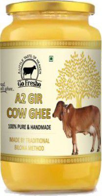 Go Fresho A2 Desi gir Cow | Vedic Bilona Method|Pure,Healthy| Ghee 500 g Glass Bottle