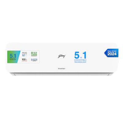 Godrej 1.5 Ton 3 Star, 5-In-1 Convertible Cooling, Inverter Split AC (2024 Model, AC 1.5T EI 18NINV3R32 WYE, White)