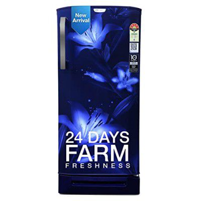 Godrej 180 L 5 Star Turbo Cooling Technology, 24 Days Farm Freshness Inverter Direct Cool Single Door Refrigerator With Base Drawer(2023 Model, RD EDGENEO 207E TDI BH BL, Blush Blue)