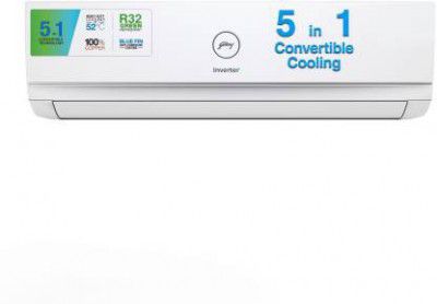 Godrej 5-In-1 Convertible Cooling 2023 Model 1.5 Ton 3 Star Split Inverter With Heavy Duty Cooling at Extreme Temperature AC - White  (AC 1.5T EI 18TINV3R32 WWD, Copper Condenser)