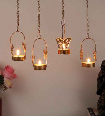 Amaya Decors Gold Metal Hanging Tea Light Holder Set Of 4