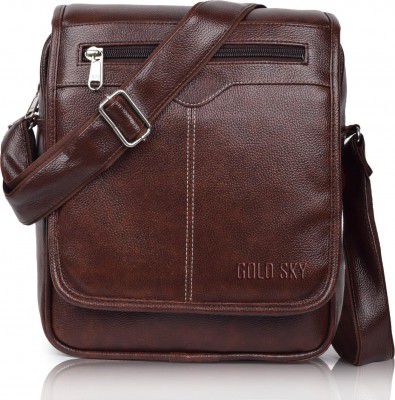 GOLD SKY Shade Stylish PU Leather Sling Cross Body Travel Office Messenger One Side Shoulder Bag for Men