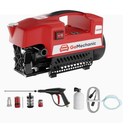 GoMechanic Car Pressure Washer High-Pressure Pump Machine Portable Washing Gun 1800 Watts, 120 Bars & 6.5L/Min Flow Rate 8 Meter Outlet Hose (Red, LHPW20)