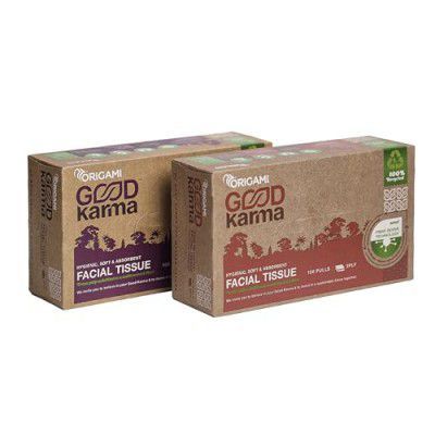 Good Karma 2 Ply Eco-Friendly Unbleached Facial Tissue Box | (100 Pulls Per Box, 200 Sheets)