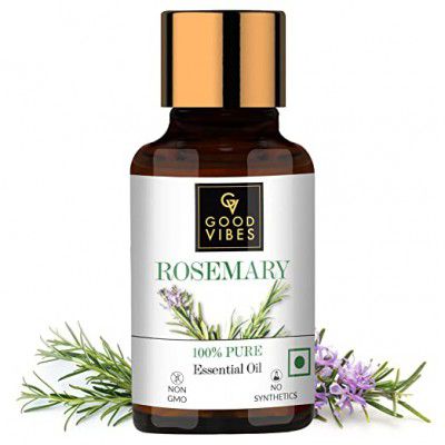 Good Vibes 100% Pure Rosemary Essential Oil 10 ml Naturally Rejuvenates Skin, Stimulates Hair Growth, Suitable For All Skin & Hair  
