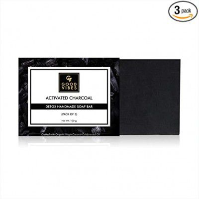 Good Vibes Activated Charcoal Detox Handmade Soap Bar (Pack of 3) - 100g x 3