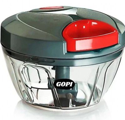 GOPI Manual Handy Chopper for Kitchen Use, Onion Chopper, Vegetable Chopper (450 ML, Black, Plastic)