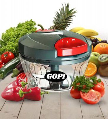 GOPI Multipurpose Plastic Vegetable Chopper Cutter 3 Blades for Effortlessly Chopping Vegetables and Fruits for Your Kitchen, Pool Grey (450 ml)