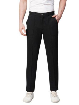 GRECIILOOKS Men Poly Lycra Twill Regular Fit Casual Trousers (Black, XX-Large)