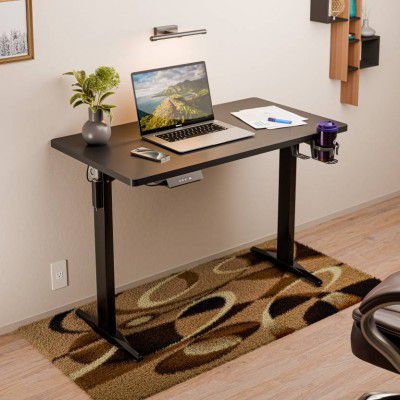 GREEN SOUL Surface Lite Multi-Purpose Electric Height Adjustable Study Table | Engineered Wood Office Table  (Free Standing, Finish Color - Black, DIY(Do-It-Yourself))