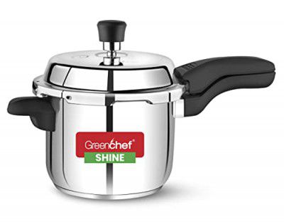 GREENCHEF Shine outer lid Stainless steel Pressure cooker 3 litre Induction Compatible - ISI Certified