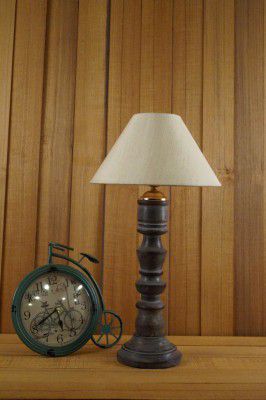 Grey Mango Wood Table LAMP with 10 Pyramid Shade Color-Khadi