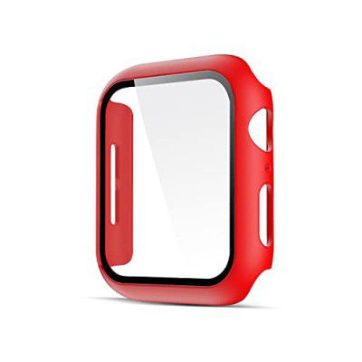 GRIPP® Defence Bumper Case with Built-in Tempered Glass Screen Protector Compatible with Smart Watch 41mm Series 7/6/5/4/3/2/1/SE Edge-to-Edge 360 Degree Smart Defense Protection Case - (Red)