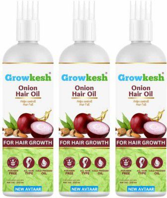 Growkesh Onion Hair Oil for hair growth with Onion & Redensyl for Hair Fall Control Hair Oil (300 ml)