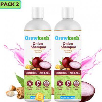 Growkesh Onion Shampoo for Hair Growth & Hair Fall Control with Onion & Plant Keratin  (200 ml)