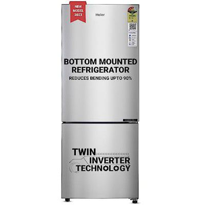 Haier 237 L 3 Star Frost Free Inverter Double Door Bottom Mount Refrigerator Appliance (2023 Model, HEB-243GS-P, Moon Silver, Convertible)