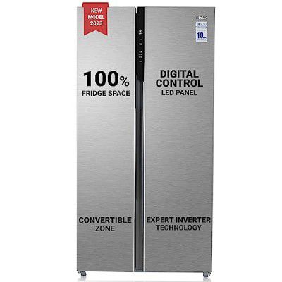 [Extra ₹12000 OFF] Haier 596L Frost Free Side by Side Refrigerator, 2024 Model, HES-690SS, Shiny Steel