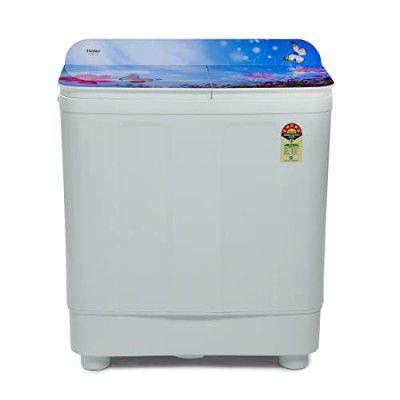 Haier 9.5 Kg 5 Star Voltex Pulsator Semi-Automatic Top Load Washing Machine (HTW95-178, 2023 Model, Flowers World)