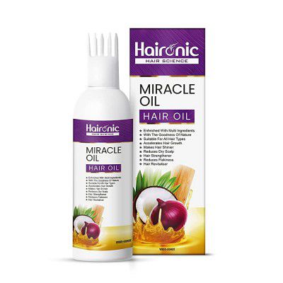 Haironic Hair Science Miracle Hair Oil Enriched With Multi Ingredients for Anti-Hair Fall Control with Organic Onion and Sesame Seeds Oil -100ml