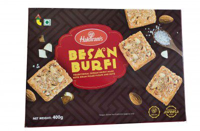 Haldiram's Besan Burfi 400g, Indian Sweets Diwali Gift Pack, Traditional Indian Sweet Made with Nuts & Gram Pulse Flour