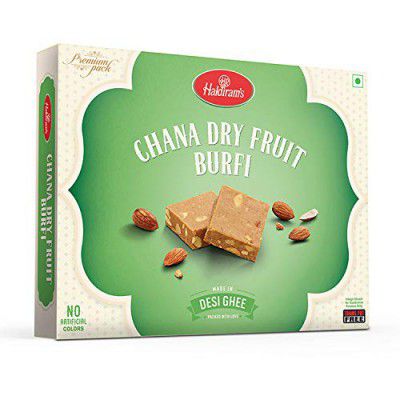 Haldirams Chana Dry Fruit Burfi, 400g, Indian Sweets Diwali Gift Pack, Made in Desi Ghee